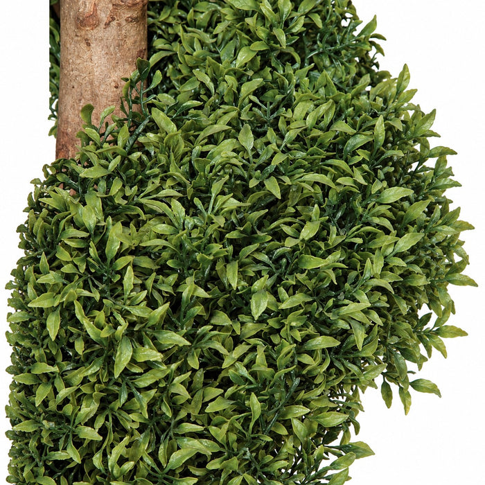 5' Custom-Made Outdoor UV-Proof Artificial Polyscias Spiral Topiary Tree w/Pot -Green - A1915