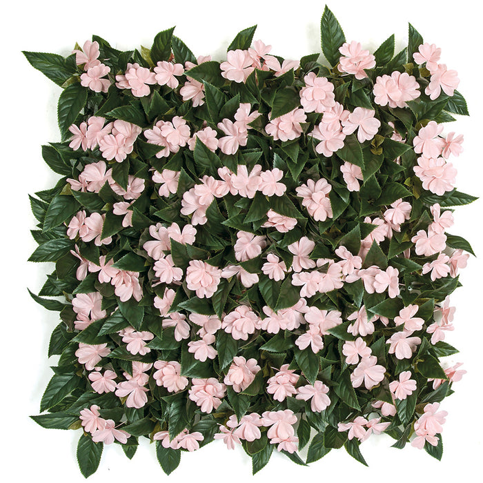 20"x20" UV-Proof Outdoor Artificial Impatiens Flowering Mat -Pink/Green (pack of 2) - A194222
