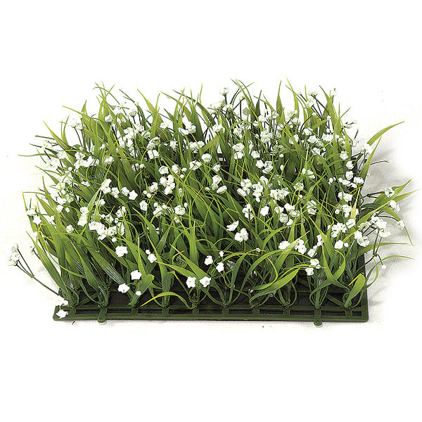 10"x10"x3" Grass & Gypso Artificial Flower Mat -White (pack of 6) - A515