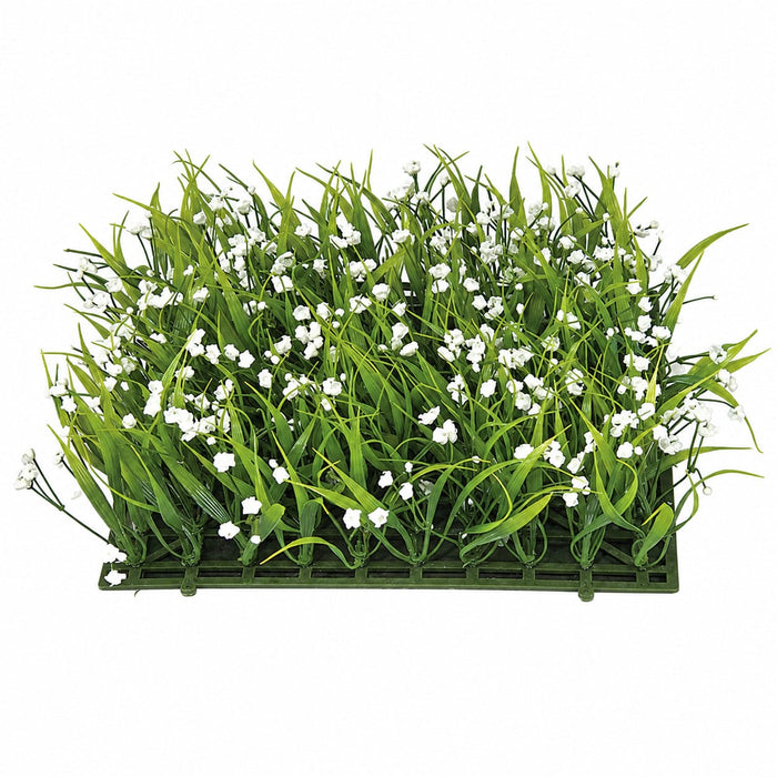 10"x10"x3" Grass & Gypsophila Artificial Flower Mat -White (Pack of 6) - A515