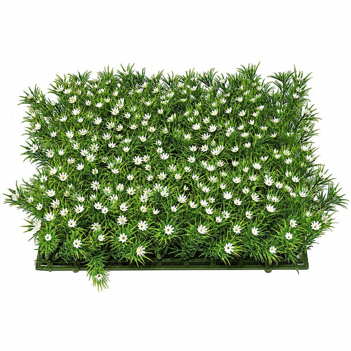 10"x10"x2.5" Grass & Gypsophila Artificial Flower Mat -White (Pack of 6) - A580