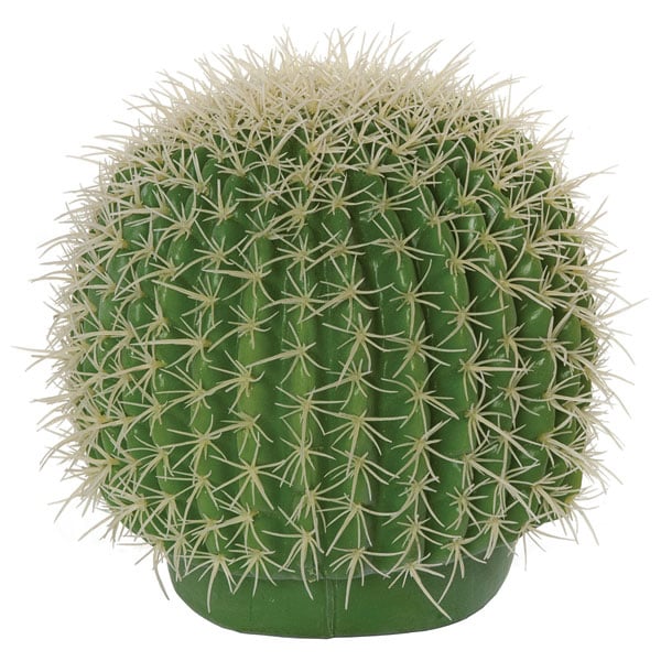 8" Plastic Barrel Cactus Artificial Stem w/Light Needles -Green (pack of 6) - A651