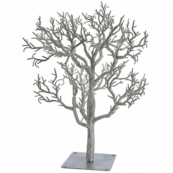 32"Hx24"W Glittered Artificial Twig Tree w/Stand -Silver (Pack of 2) - A72535