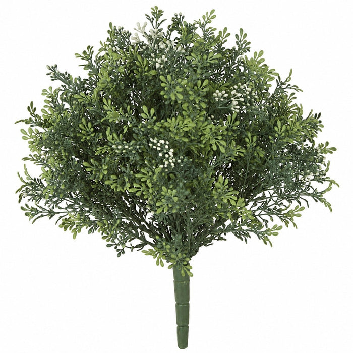 14.5" IFR Artificial Plastic Meliaceae Cluster Flower Bush -Green/White (Pack of 12) - AR123150