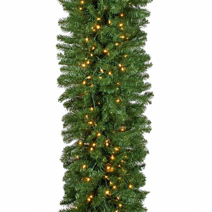 9'Lx24"W Pine Artificial Garland, Pre-Lit -Green - C100961