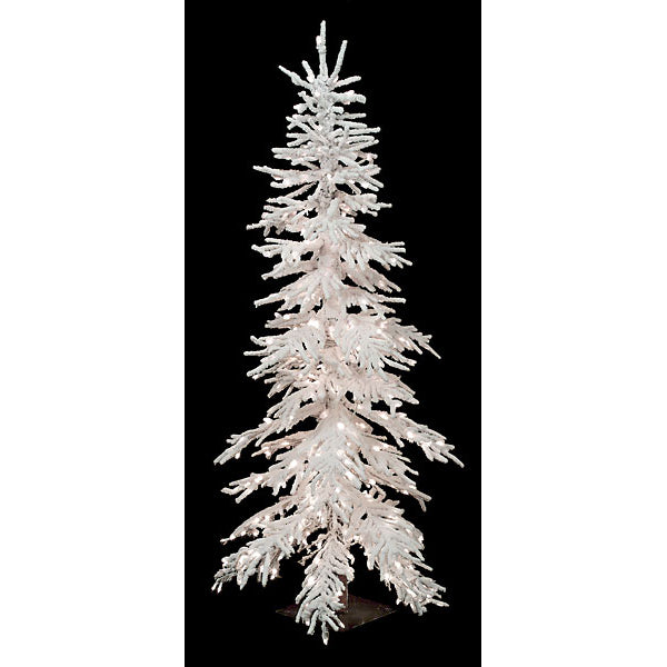 7'Hx39"W Heavy Flocked Natural Trunk Pistol Pine LED-Lighted Artificial Christmas Tree w/Stand -White - C1094
