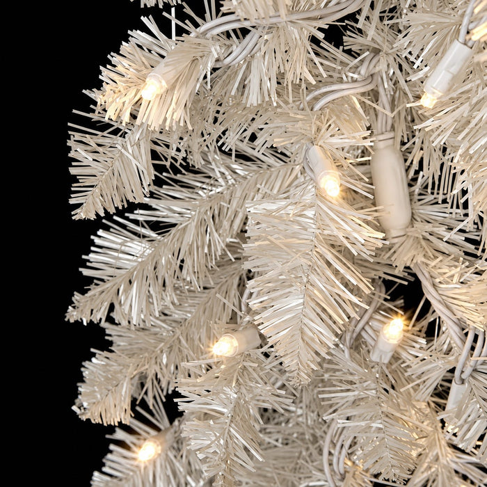 9'Lx7"W White Pearl Tinsel Artificial Garland, LED Pre-Lit -White (Pack of 2) - C114738