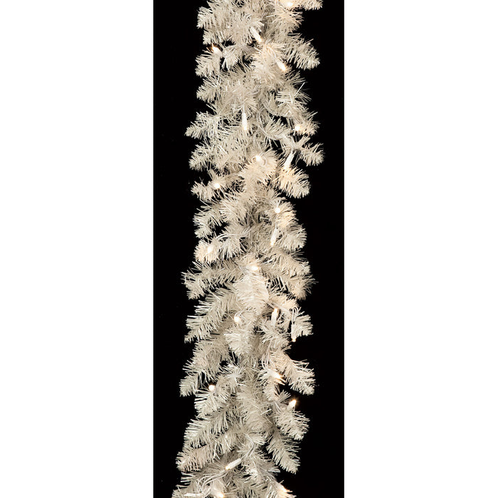 9'Lx7"W White Pearl Tinsel LED-Lighted Artificial Garland -White (pack of 2) - C114738