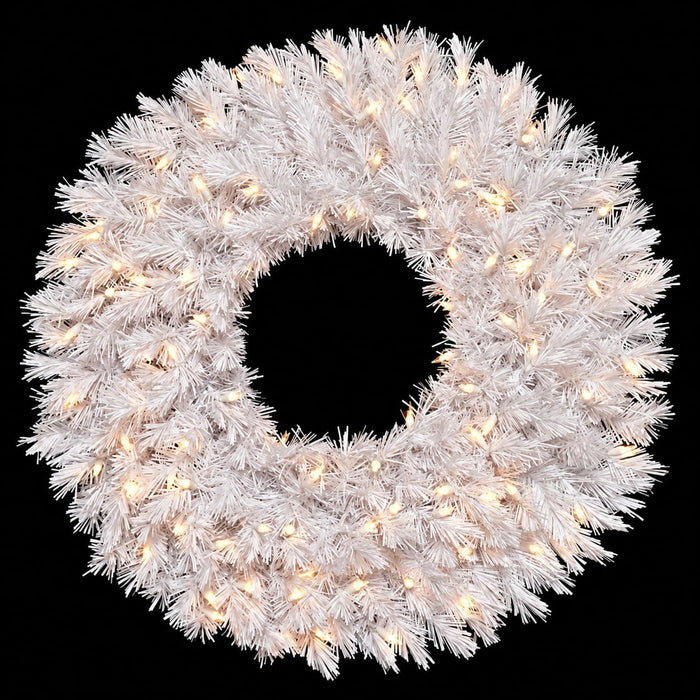 30" Artificial Blanca Pine Wreath, Pre-Lit -White - C120471
