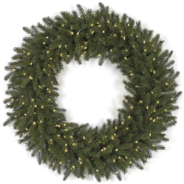 48" PE Artificial Elizabeth Pine LED-Lighted Hanging Wreath -Green - C120944