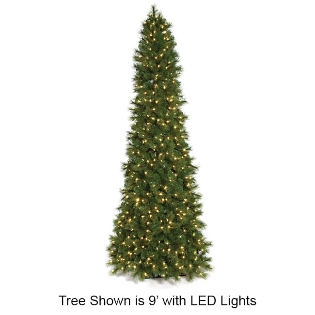 7'6"Hx34"W Mika Pine Pencil Lighted Artificial Christmas Tree w/Stand -Green - C130151