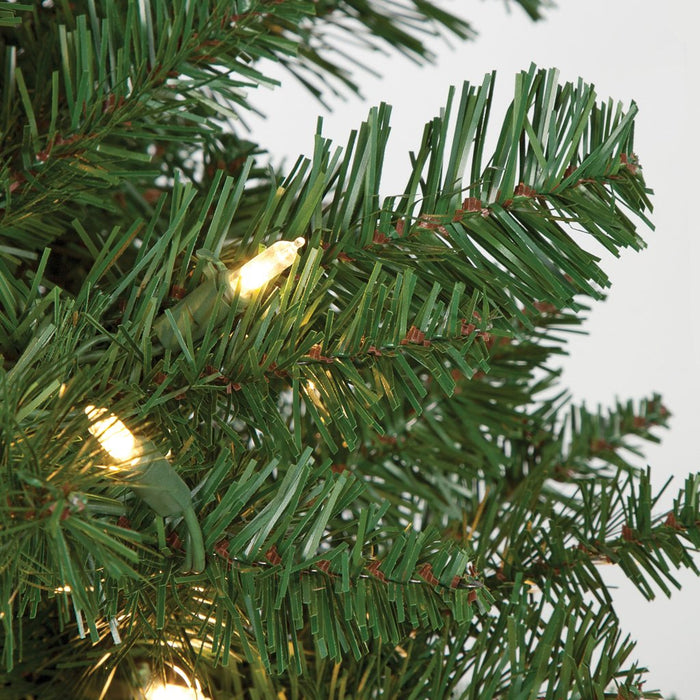 6'6"Hx42"W Fluff-Free Monroe Pine LED-Lighted Artificial Christmas Tree w/Stand -Green - C130194