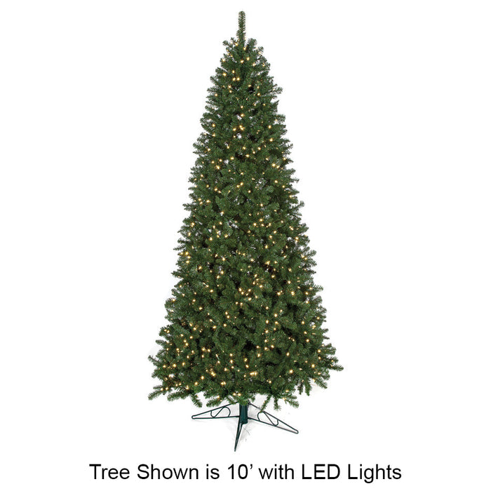15'Hx82"W Fluff-Free Monroe Pine Artificial Christmas Tree, LED Pre-Lit -Green - C130234