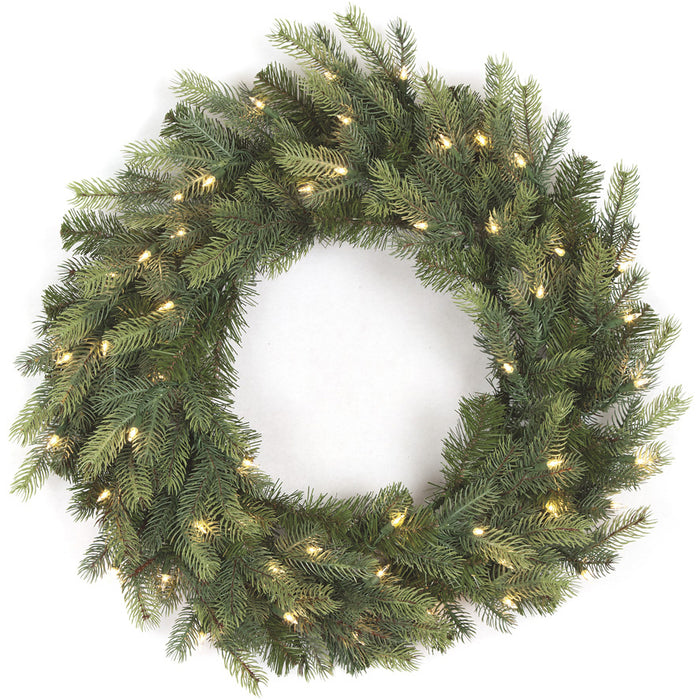 30" Artificial PE Mixed Spruce LED-Lighted Hanging Wreath -Green (pack of 2) - C130304