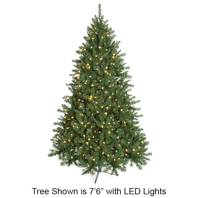 7'6"Hx57"W Fluff-Free Monroe Pine Lighted Artificial Christmas Tree w/Stand -Green - C130361