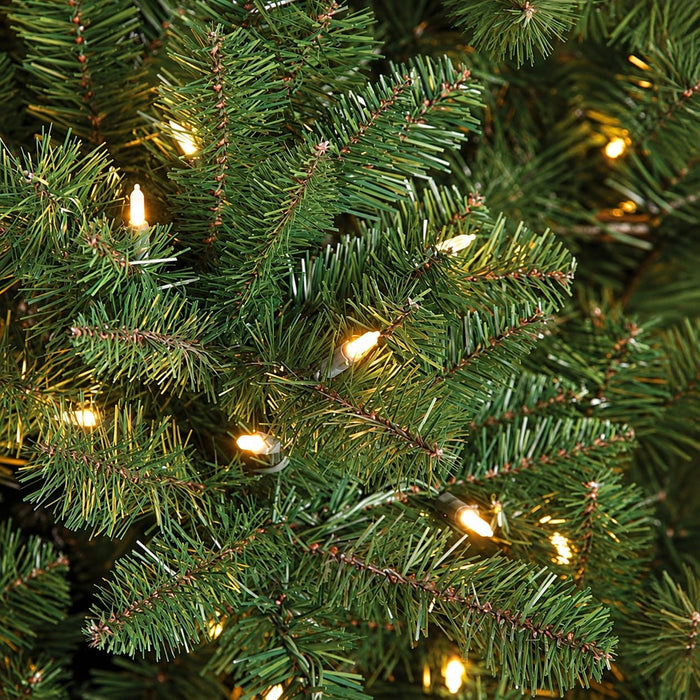 10'Hx75"W Fluff-Free Monroe Pine Artificial Christmas Tree, LED Pre-Lit -Green - C130374