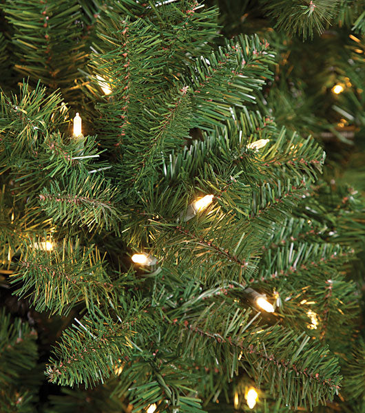 7'6"Hx57"W Fluff-Free Monroe Pine Artificial Christmas Tree, LED Pre-Lit -Green - C130364