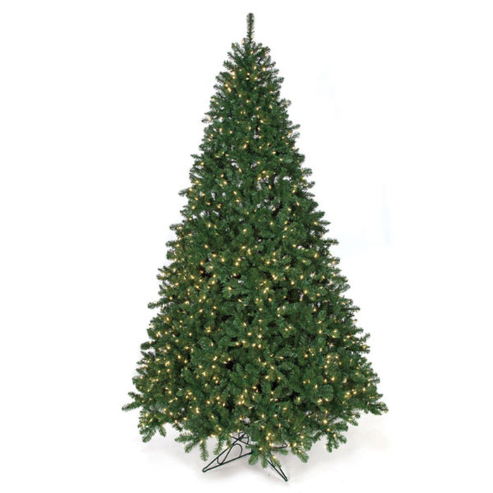 10'Hx75"W Fluff-Free Monroe Pine Artificial Christmas Tree, LED Pre-Lit -Green - C130374