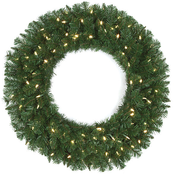 36" Artificial Monroe Pine LED-Lighted Hanging Wreath -Green - C130464