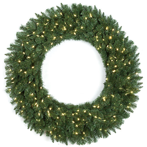 48" Artificial Monroe Pine LED-Lighted Hanging Wreath -Green - C130474