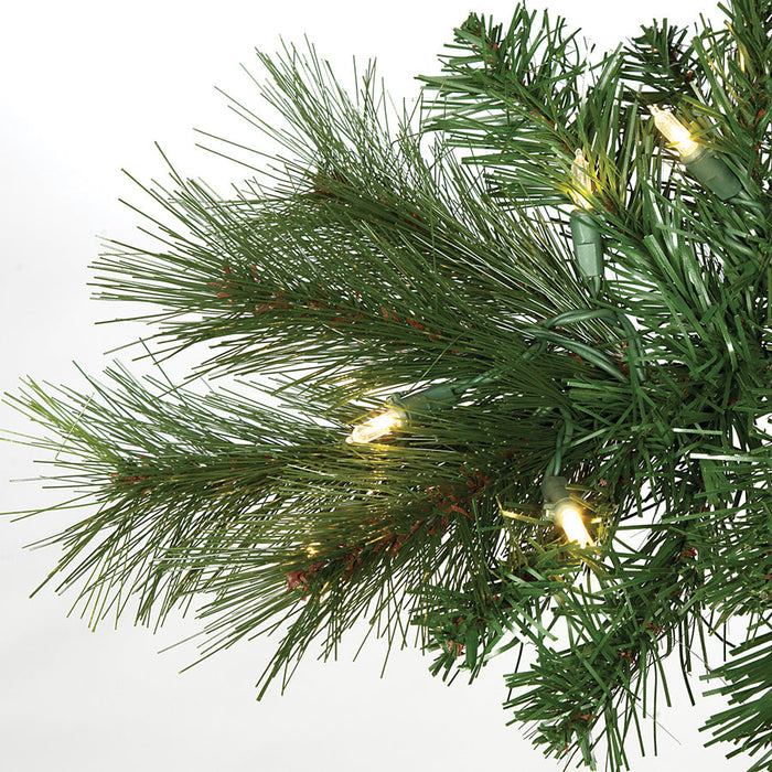 7'6"Hx52"W Mika Pine Artificial Christmas Tree, Pre-Lit -Green - C132751