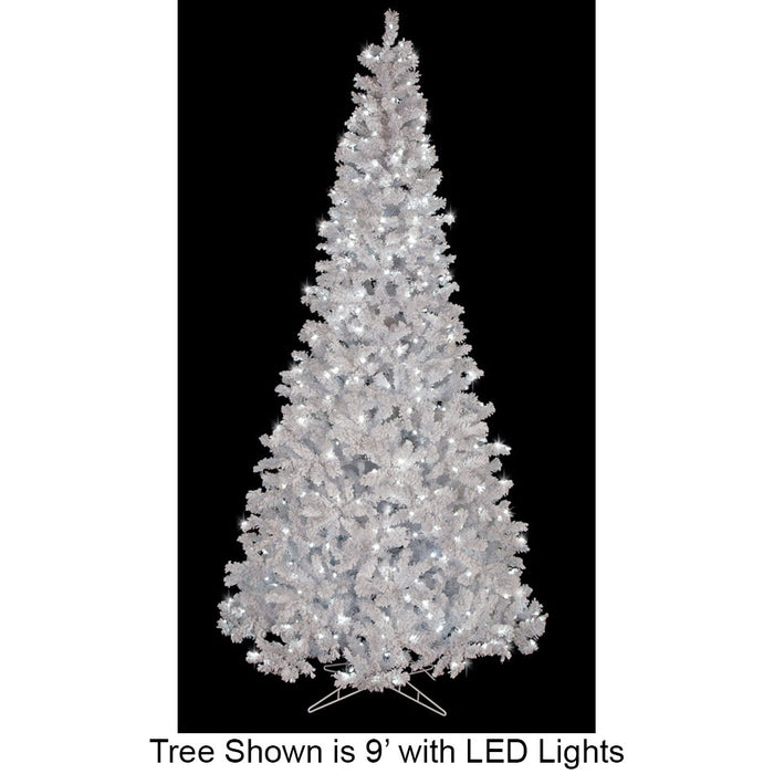 12'Hx72"W Heavy Flocked Arctic Pine LED-Lighted Artificial Christmas Tree w/Stand -White - C140278