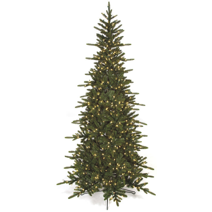 7'6"Hx48"W PE Russian Pine LED-Lighted Artificial Christmas Tree w/Stand -Green/Blue - C142364