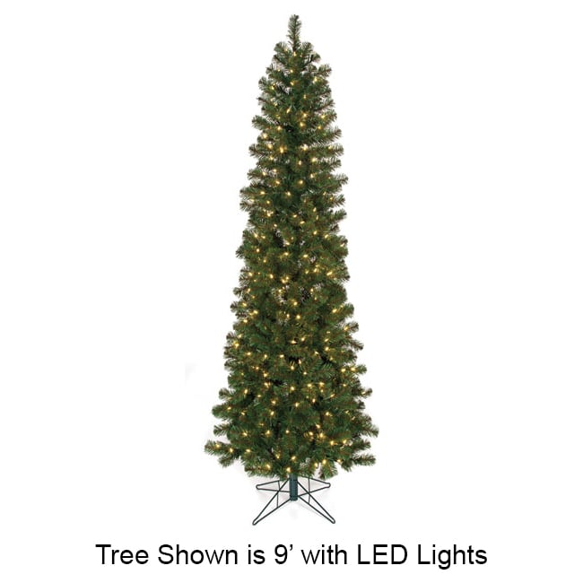 9'Hx42"W Virginia Pine LED-Lighted Artificial Christmas Tree w/Stand -Green - C143324