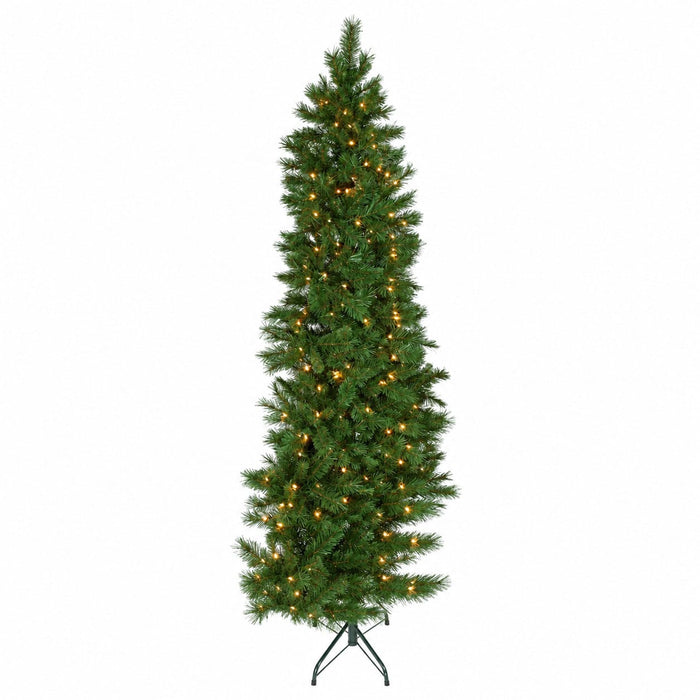 5'Hx40"W Flat Noble Artificial Christmas Tree, LED Pre-Lit (Multicolor) -Green - C150679