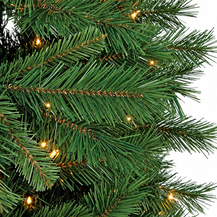 7'6"Hx56"W Flat Noble Artificial Christmas Tree, LED Pre-Lit (Multicolor) -Green - C150689