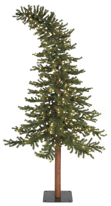 8'Hx50"W Natural Trunk Alpine LED-Lighted Artificial Tree w/Base -Green - C160204