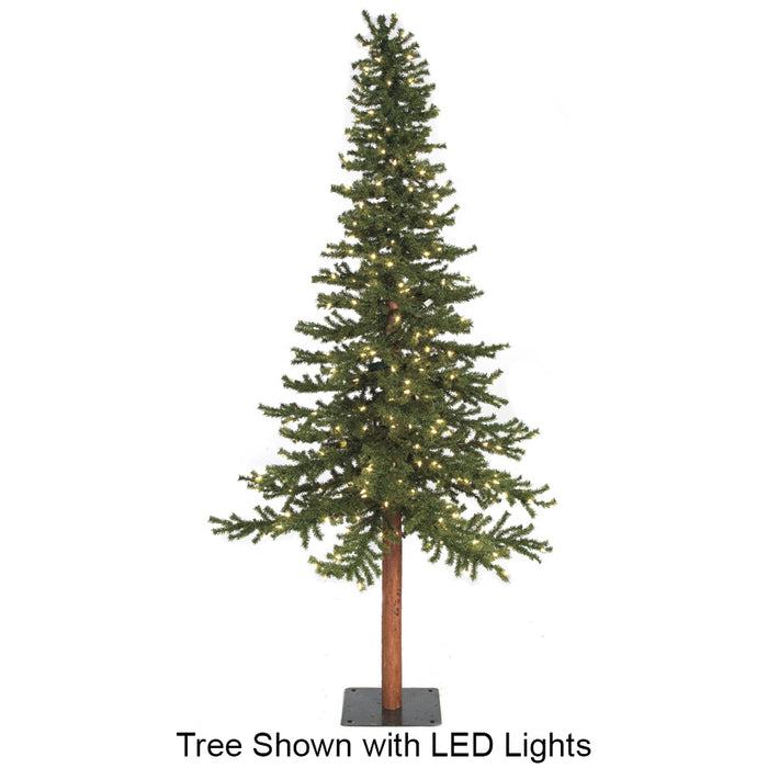 8'Hx50"W Natural Trunk Alpine LED-Lighted Artificial Tree w/Base -Green - C160204