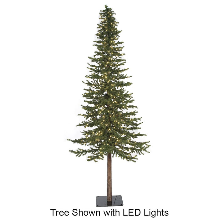 10'Hx56"W Natural Trunk Alpine LED-Lighted Artificial Tree w/Base -Green - C160214