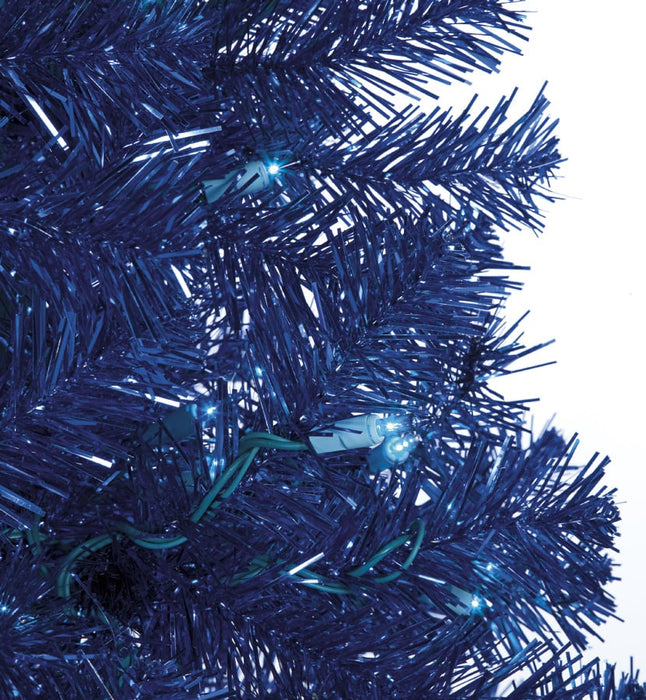 7'6"Hx44"W Dallas Pine Tinsel Blue Lighted Artificial Christmas Tree w/Stand -Blue - C160272