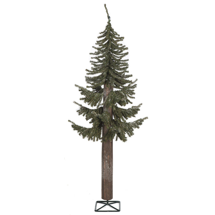 3'Hx14"W Natural Trunk Flocked Pine Artificial Tree w/Base -Green/White - C160660