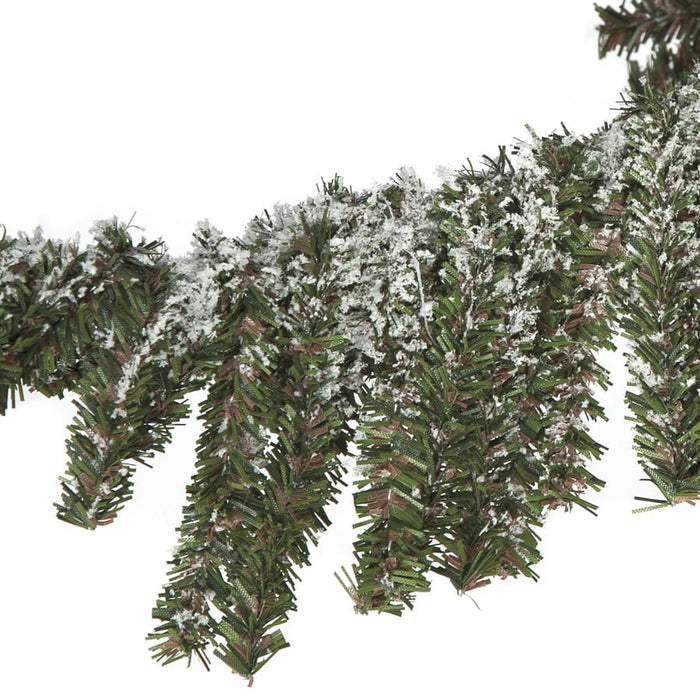 7'Hx35"W Natural Trunk Flocked Pine Artificial Tree w/Base -Green/White - C160680