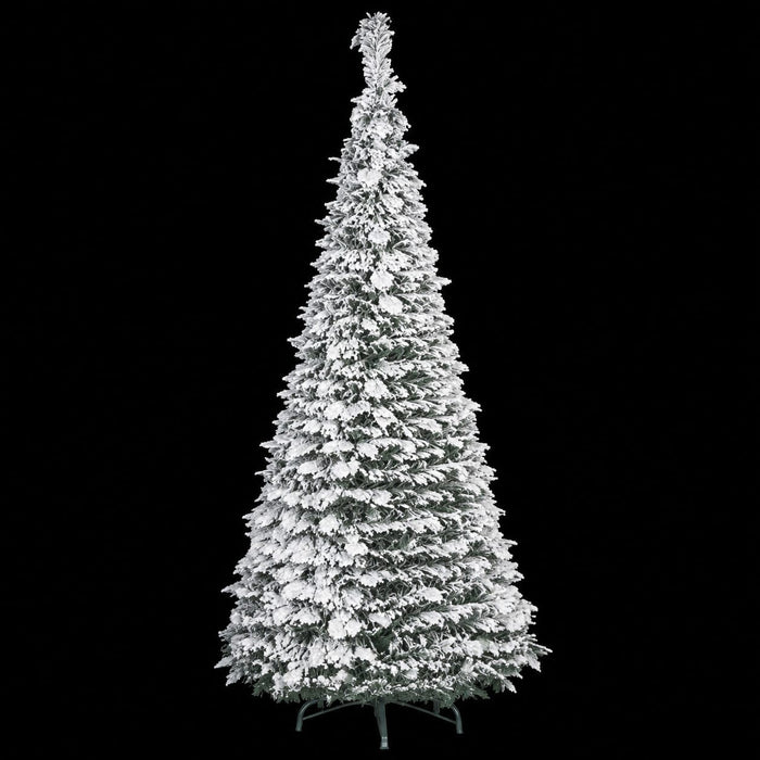 8'Hx36"W Flocked Pop Up Holly Artificial Christmas Tree, Unlit -White/Green - C161220