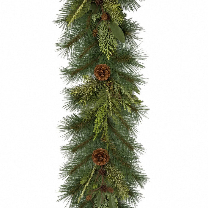 6'Lx12"W Artificial Timbercove Pinecone, Cedar, Juniper & Bay Leaf Garland -Green/Brown - C170023