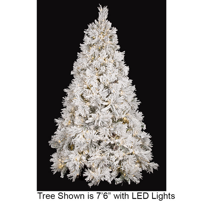 9'Hx67"W Medium Flocked Bavarian Pine Crab LED-Lighted Artificial Christmas Tree w/Stand -White/Green - C170214