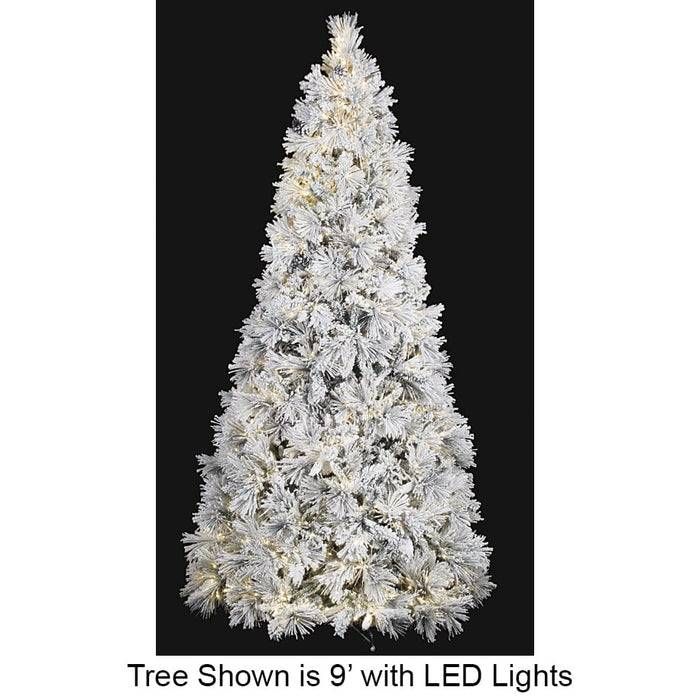 9'Hx59"W Medium Flocked Bavarian Pine Crab LED-Lighted Artificial Christmas Tree w/Stand -White/Green - C170314
