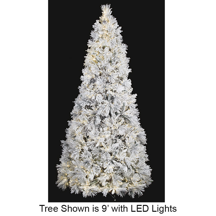 7'6"Hx49"W Medium Flocked Bavarian Pine Crab LED-Lighted Artificial Christmas Tree w/Stand -White/Green - C170304