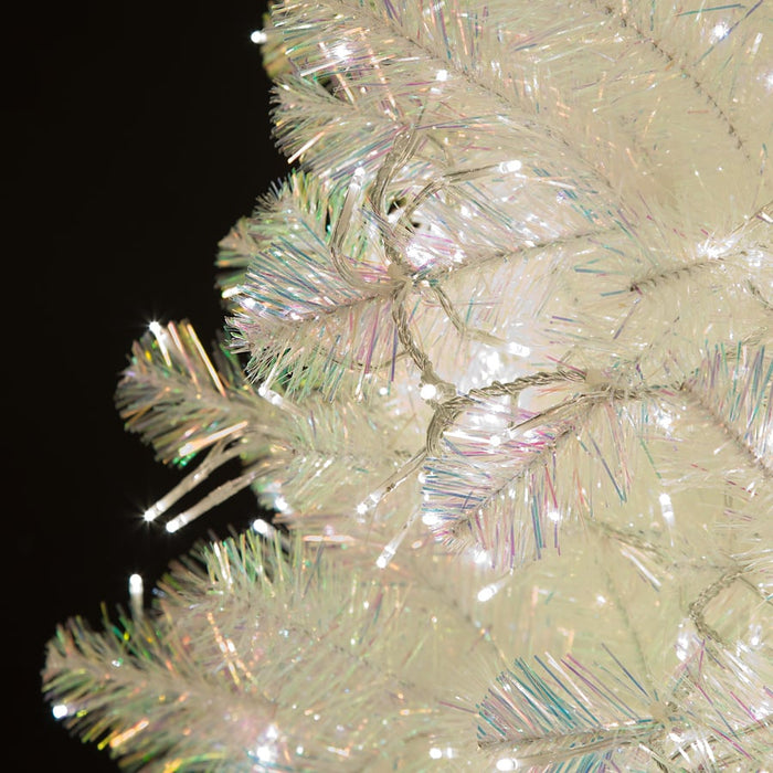 7'6"Hx45"W Tinsel Iridescent Artificial Christmas Tree, Micro LED Pre-Lit (Warm White, Multi-Mode) -Clear/Assorted - C171124