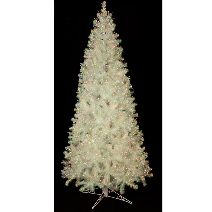 7'6"Hx45"W Tinsel Iridescent Artificial Christmas Tree, Micro LED Pre-Lit (Warm White, Multi-Mode) -Clear/Assorted - C171124