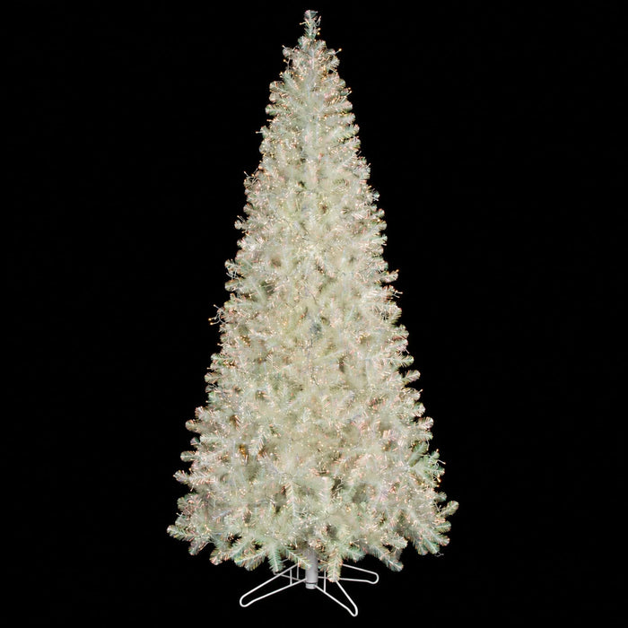 9'Hx53"W Tinsel Iridescent Artificial Christmas Tree, Micro LED Pre-Lit (Warm White, Multi-Mode) -Clear/Assorted - C171134
