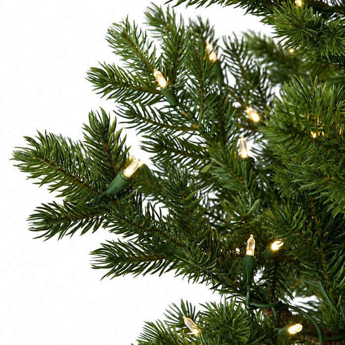 12'Hx85"W PE Deerfield Pine Artificial Christmas Tree, LED Pre-Lit -Green - C171324