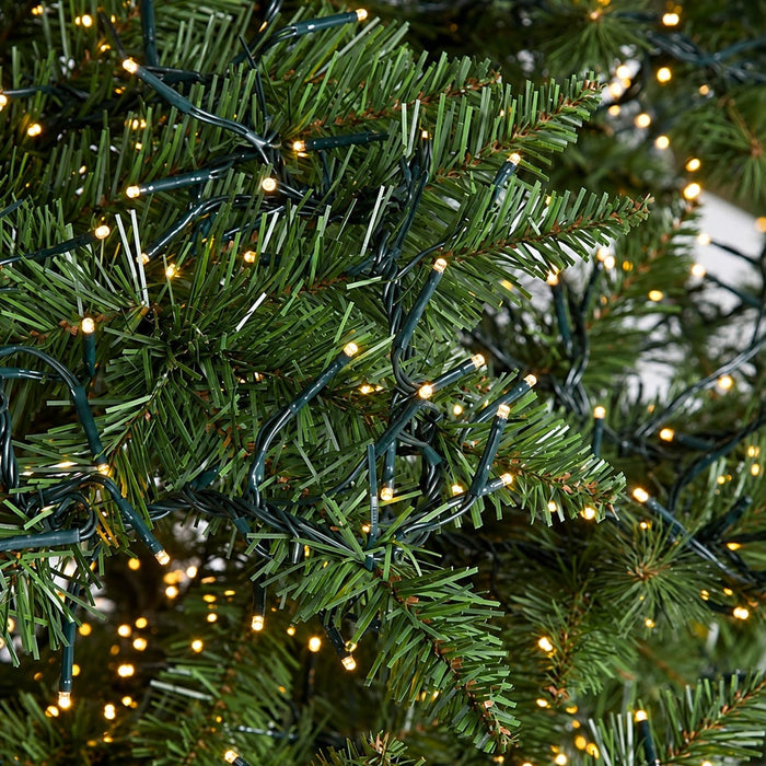 7'6"Hx57"W Polaris Pine Artificial Christmas Tree, Micro LED Pre-Lit (Warm White, Multi-Mode) -Green - C171504