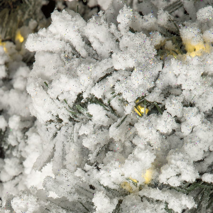 10'Hx74"W Heavy Flocked & Glittered Pine Artificial Christmas Tree, LED Pre-Lit (Warm White, Multi-Mode) -White/Green - C171824