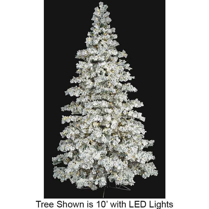10'Hx74"W Heavy Flocked & Glittered Pine Artificial Christmas Tree, LED Pre-Lit (Warm White, Multi-Mode) -White/Green - C171824