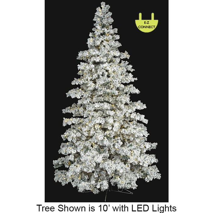 10'Hx74"W Heavy Flocked Pine LED-Lighted Artificial Christmas Tree w/Stand -White/Green - C171824