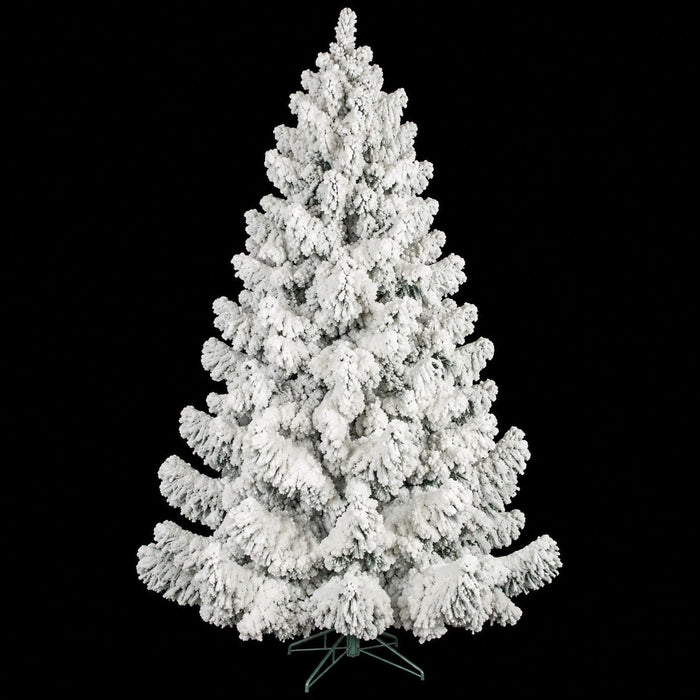 10'Hx75"W Heavy Flocked Blizzard Artificial Christmas Tree, Unlit -White/Green - C171910